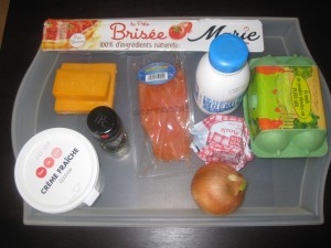 Ingrédients de la quiche cheddar saumon