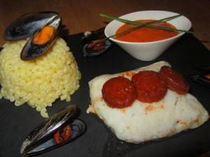 poisson aux poivrons et soubressade