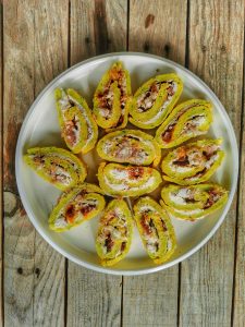 Gâteau roulé courgettes jambon tomates séchées
