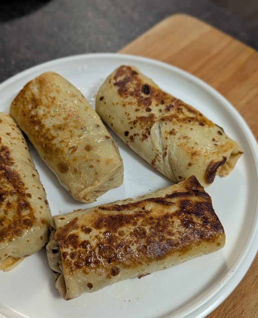 Crêpes béchamel jambon fromage champignons