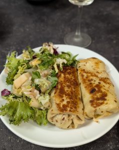 Crêpes béchamel jambon fromage champignons
