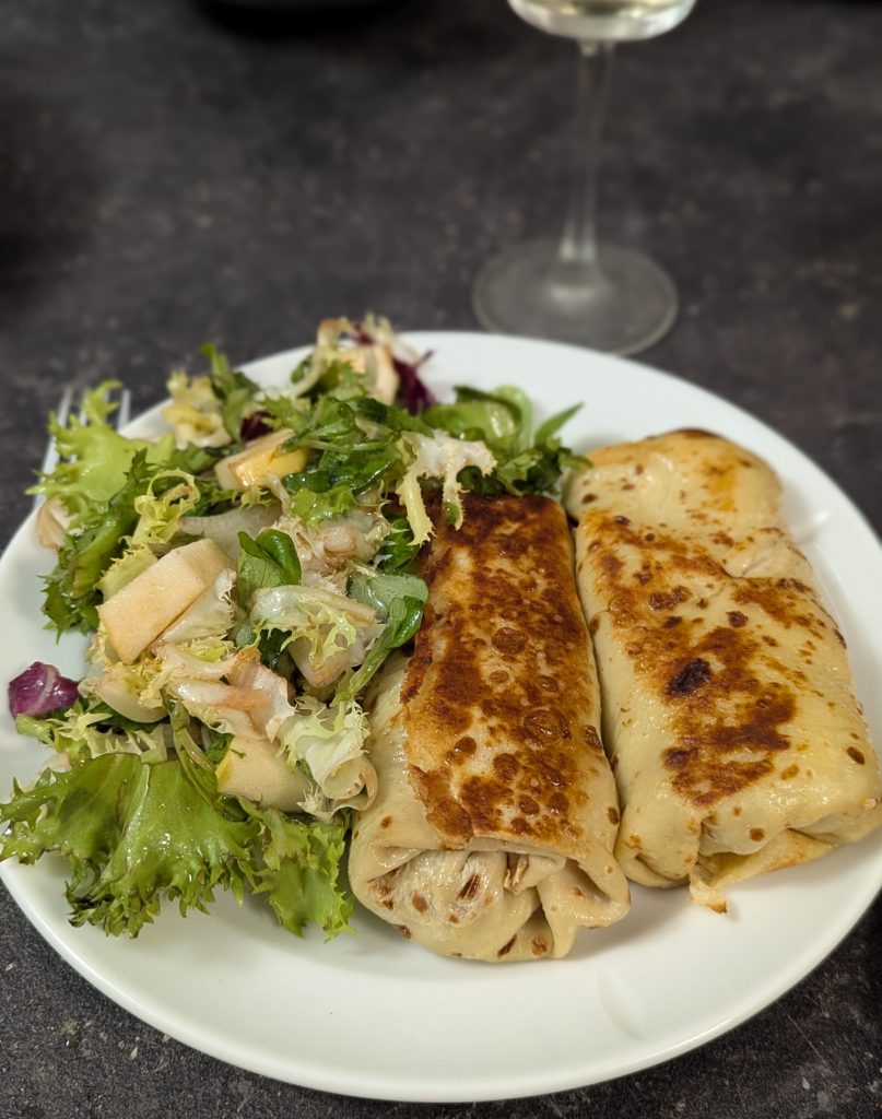 Crêpes béchamel jambon fromage champignons